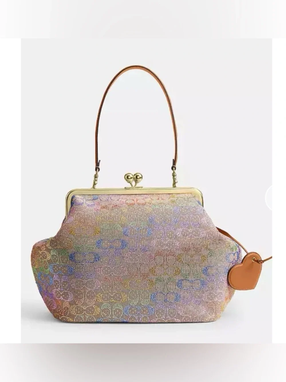 COACH Large Kisslock Frame Bag- RAINBOW Crystal Signature Jacquard